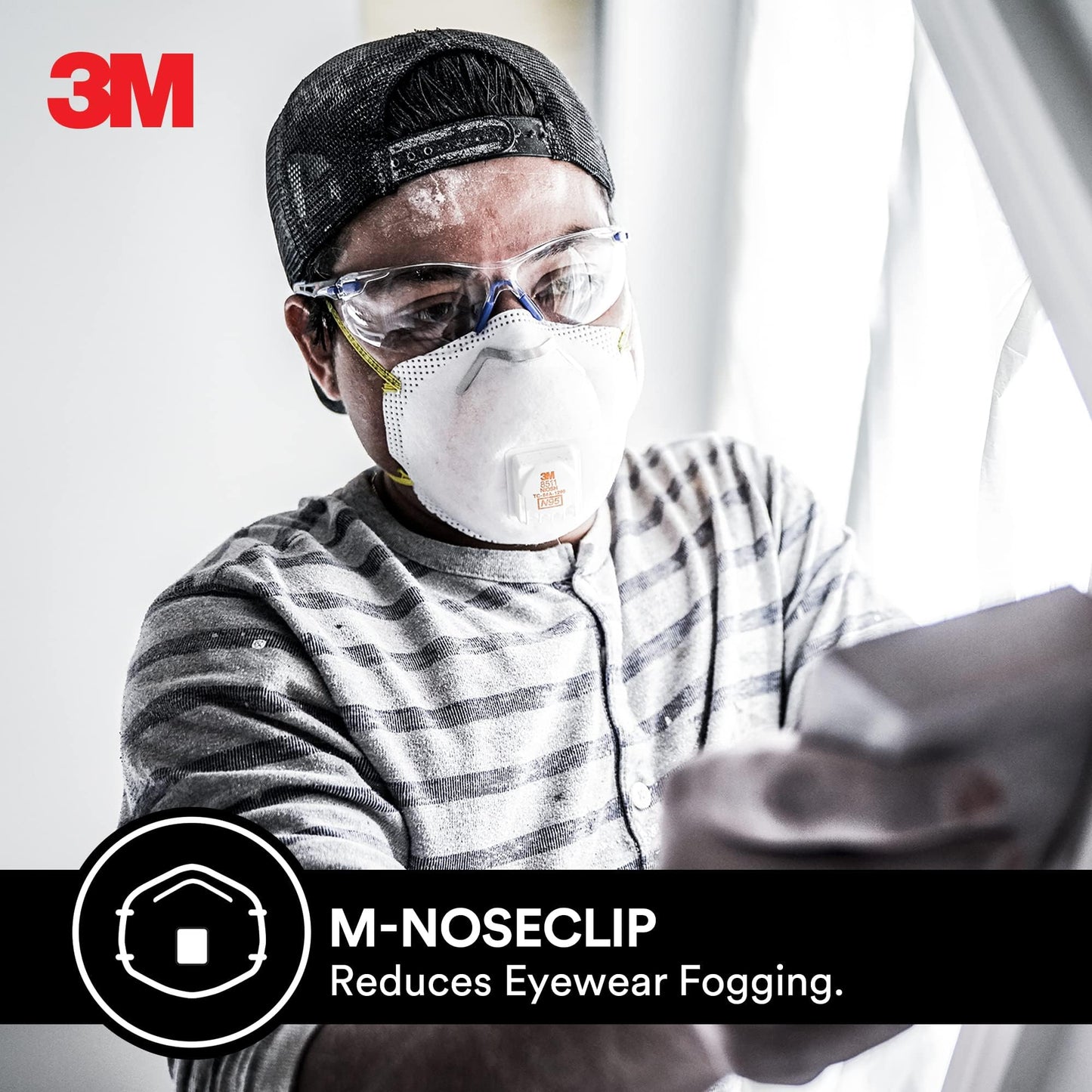 3M All-In-One Respirator, Best for Sanding, Fiberglass, Drywall, Painting, N95, Exhalation Valve Helps Direct Exhaled Air Downward, Relief From Dusts