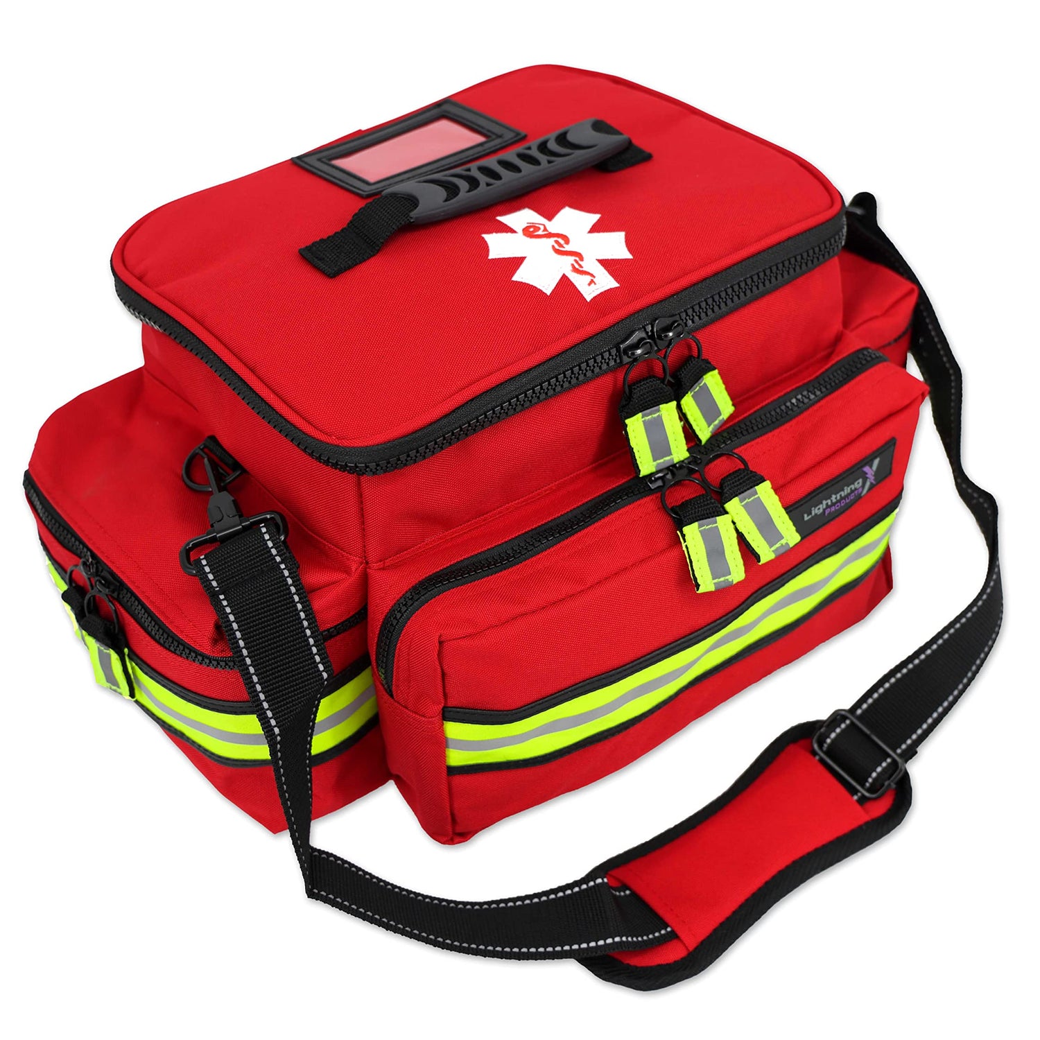 Lightning X Mid-Sized First Responder EMT Bag | LXMB25 | Fully Stocked w/ 240+ First Aid, EMS & Trauma Supplies - RED Lightning X Products