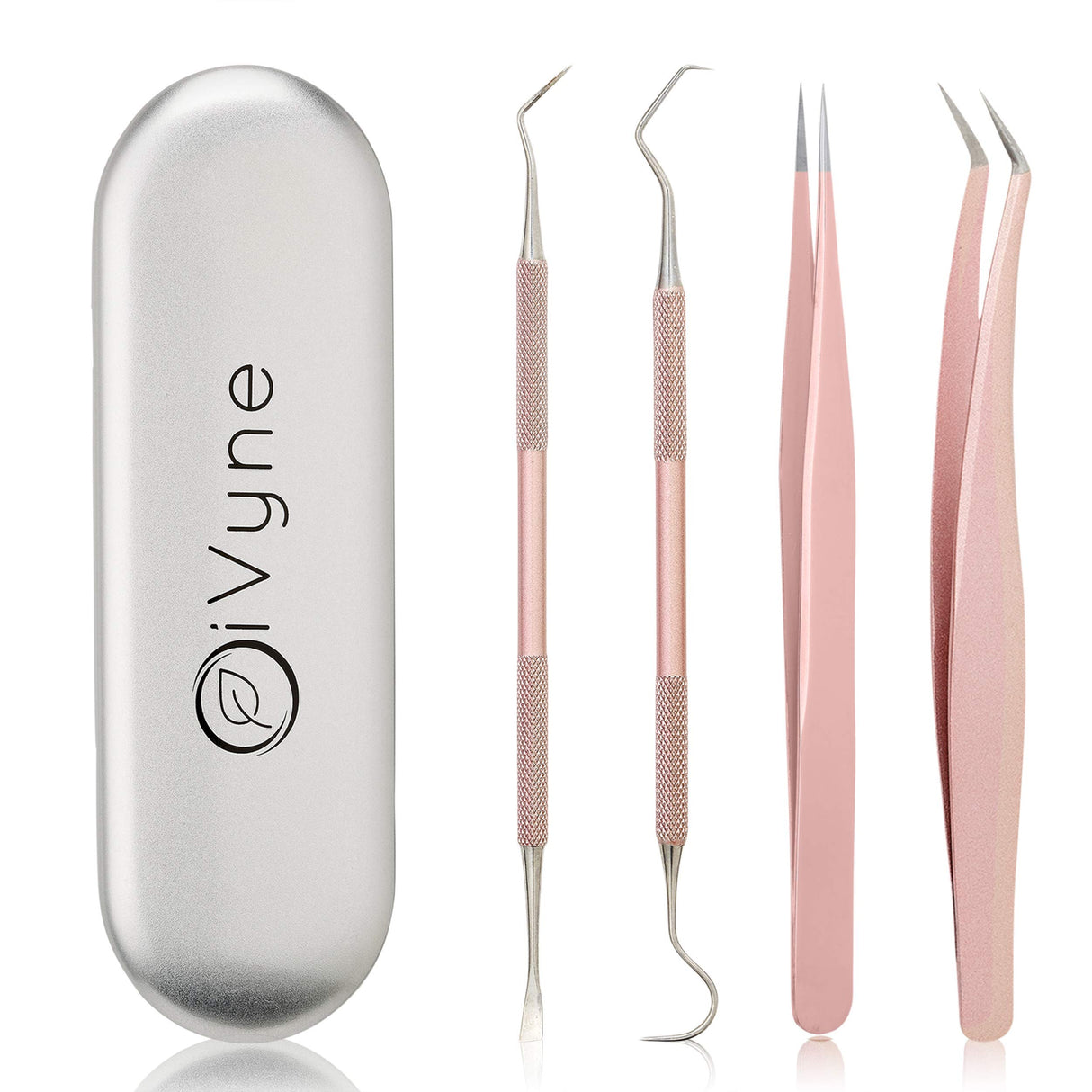 Premium Vinyl Weeding Tool Kit - Precision Stainless Steel Weeder - Hook and Pick with Fine Tweezers Crafting Set for Cricut Vinyl - by iVyne (Rose iVyne