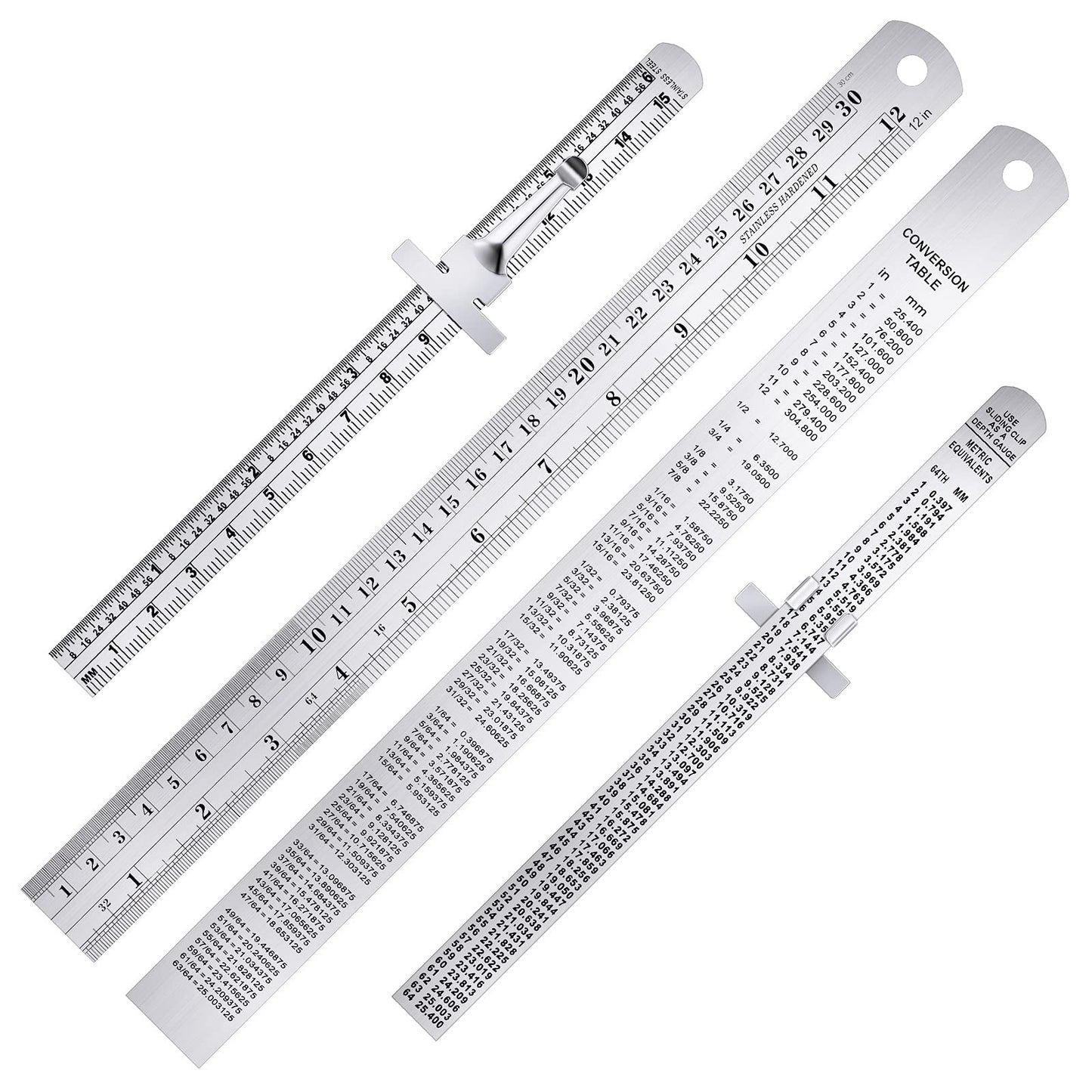 Pocket Ruler 6 Inch and 12 Inch Metal Rulers with Inch and Metric Graduation Stainless Steel Precision Ruler Measuring Tool for Engineering, School, - WoodArtSupply