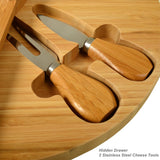 Picnic at Ascot Patented Personalized Monogrammed Engraved Bamboo Cheese/Charcuterie Board with Cheese Knives- Designed & Quality Checked in The USA Picnic at Ascot