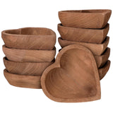 Tioncy 10 Pcs Wooden Dough Bowls Wood Heart Shaped Bowl Heart Dough Bowl Bulk Farmhouse Dough Bowl Candles Decoration for Home Dining Holding Candles Tioncy