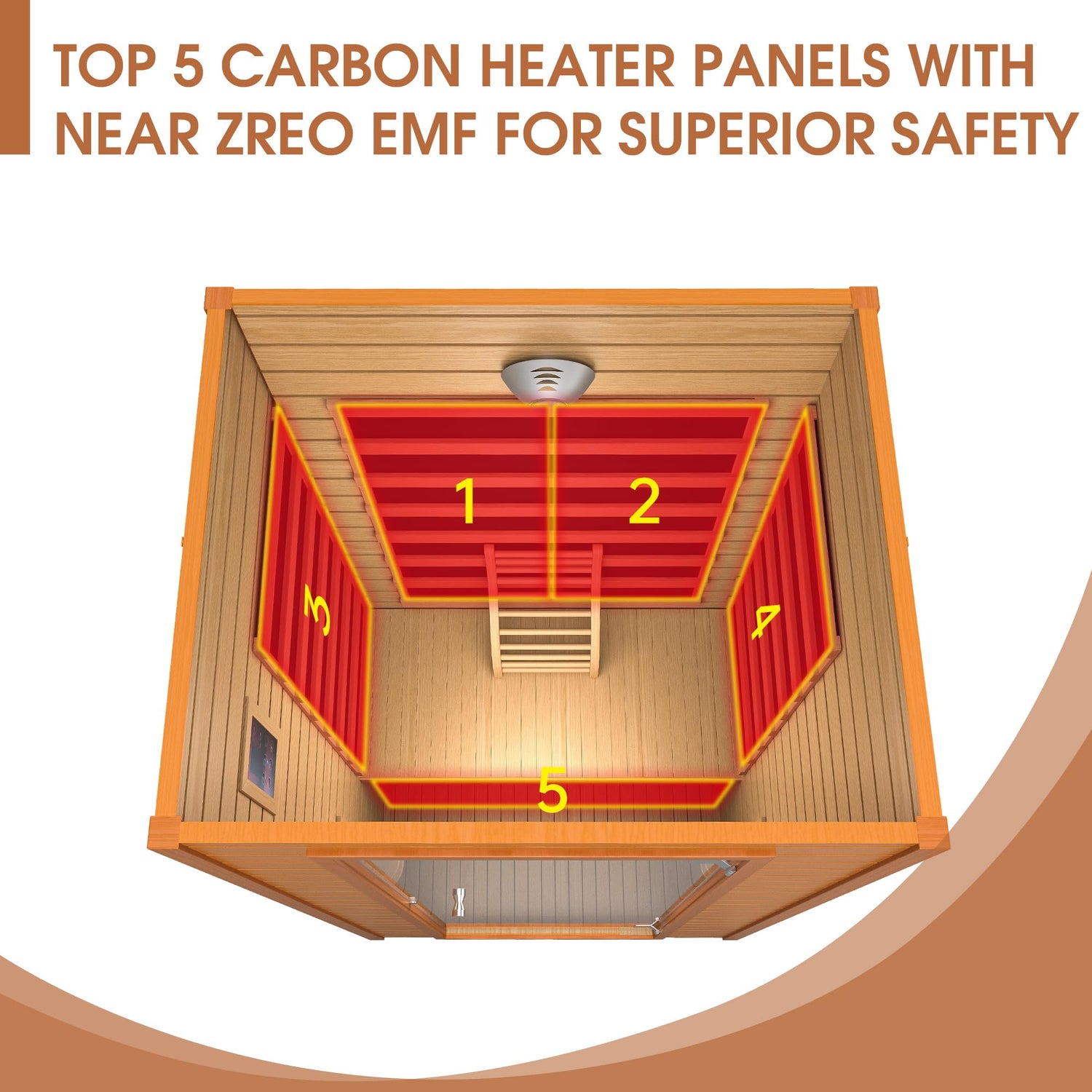 springspa Far Infrared Sauna Room, Near Zero EMF Canadian Hemlock Wood Sauna with 1600W, 9 Chromo Therapy Lights, Oxygen Ionizer, Bluetooth, LCD springspa