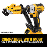 DEWALT Metal Shear/Cutter Drill Attachment, Impact Ready, 360 Degree Pivoting Head, Cuts 18GA Material (DWASHRIR) DEWALT