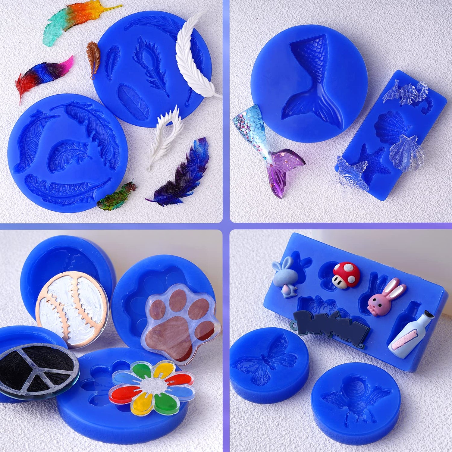 LET'S RESIN Silicone Molds Making Kit 30A, Blue Silicone for Making Molds,2 Part Molding Silicone, Liquid Silicone Rubber Mixing Ratio 1:1 - Ideal LET'S RESIN