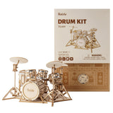 Rolife 3D Wooden Puzzles Model Kit for Adults and Teens to Build Musical Instrument Series (Drum kit) Rolife