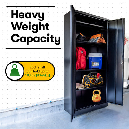 Fedmax Metal Garage Storage Cabinet - 71-inch Tall Large Steel Utility Locker with Adjustable Shelves & Locking Doors - Garage Cabinets for Tool