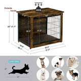 DWANTON Dog Crate Furniture with Cushion, Wooden Crate Table, Double-Doors Furniture, Kennel Indoor for Small/Medium/Large Dog, Dog House/Cage, 27.2" Dwanton