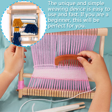 CYCHIRV Weaving Loom Kit, 15.2" H x 9.85" W Wooden Tapestry Looms, Warp Frame Loom Heddle Bar for Weave Board Weaver Tapestry Kids Beginner CYCHIRV