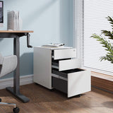 DEVAISE Locking File Cabinet, 3 Drawer Rolling Pedestal Under Desk Office, Fully Assembled Except Casters, White DEVAISE
