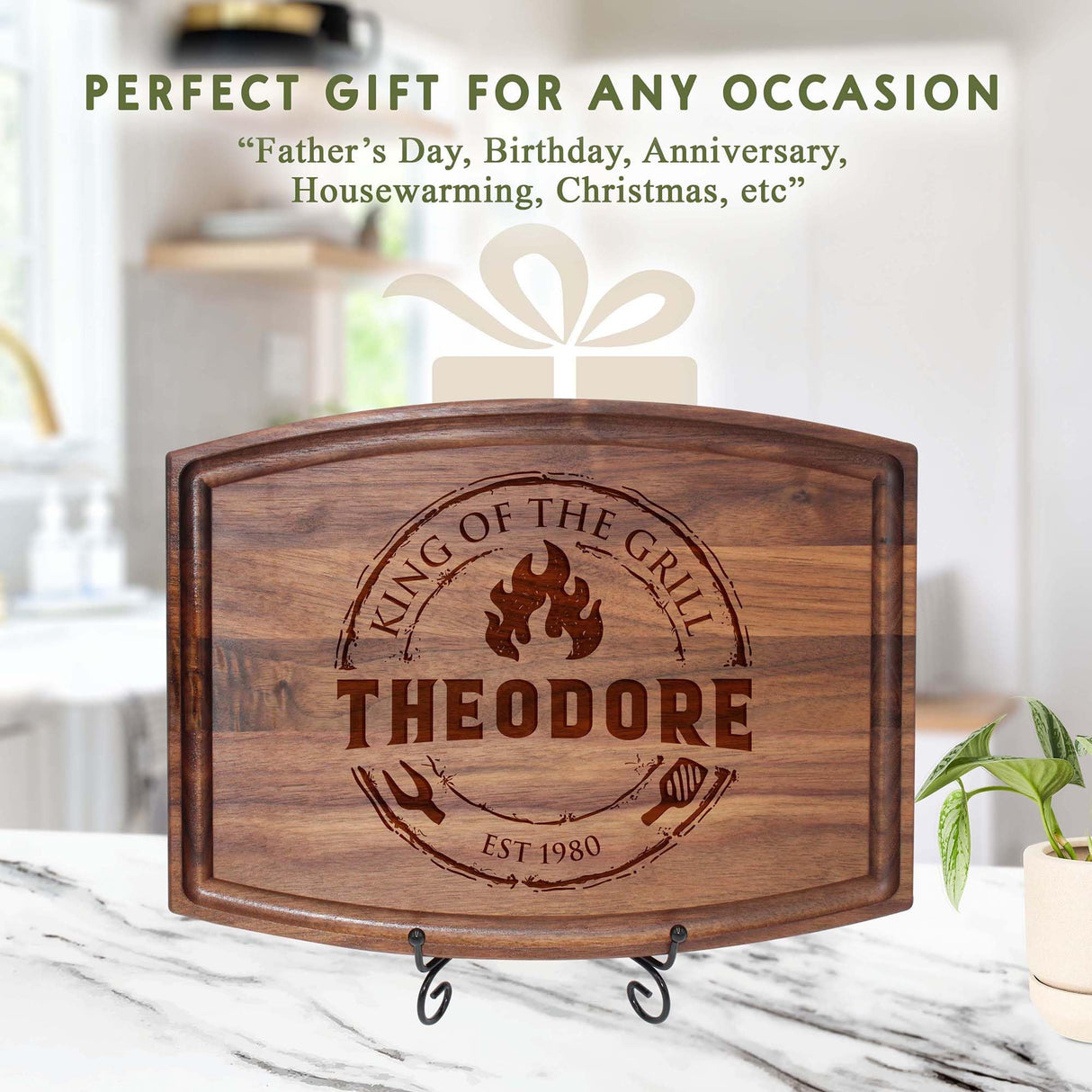 Barika Custom Engraved Wood Cutting Board for Men - Unique Gift Idea for Dad, Grandpa, Husband, Son, Him - Best Customized Fathers Day, Bbq, Grilling Barika