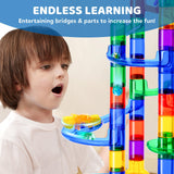 JOYIN 170Pcs Marble Run Premium Toy Set, Construction Building Blocks Toys, STEM Educational Building Block Toy(120 Plastic Pieces + 50 Glass JOYIN