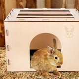 Woiworco Wooden Rabbit Hideout Castle, Rabbit Houses and Hideouts, Wooden Rabbit Bunny Hideout for Indoor Bunnies Chinchilla, Hamsters and Guinea Woiworco