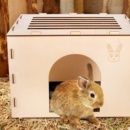 Woiworco Wooden Rabbit Hideout Castle, Rabbit Houses and Hideouts, Wooden Rabbit Bunny Hideout for Indoor Bunnies Chinchilla, Hamsters and Guinea - WoodArtSupply