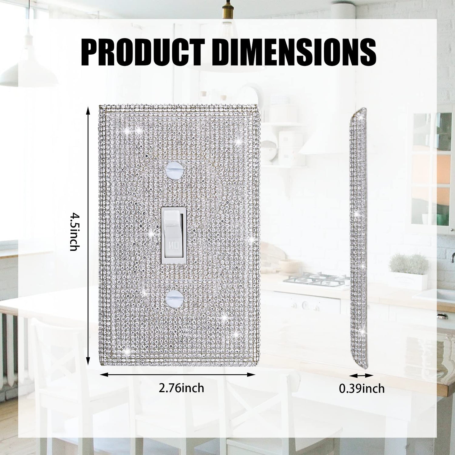 Gaocai Shiny Silver Rhinestones Wall Plates Light Switch Cover Plate Decorative Wall Plate Single Toggle Gaocai