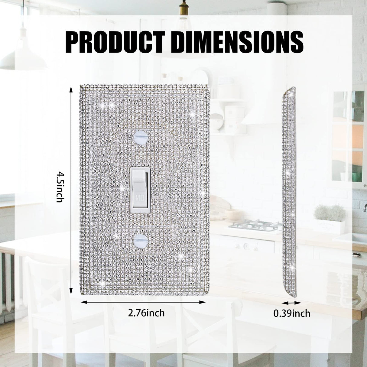 Gaocai Shiny Silver Rhinestones Wall Plates Light Switch Cover Plate Decorative Wall Plate Single Toggle Gaocai