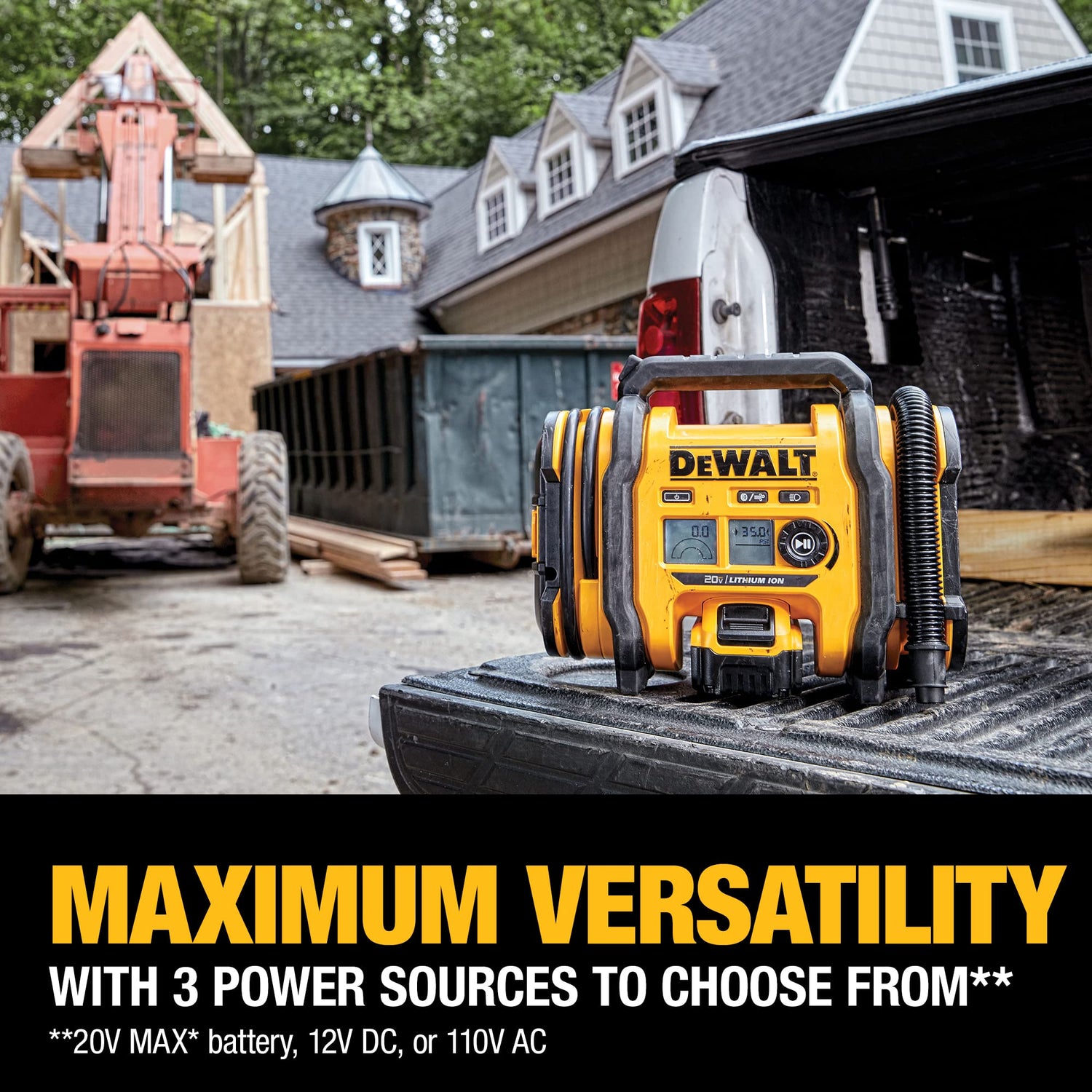 DEWALT 20V MAX Tire Inflator, Compact and Portable, Automatic Shut Off, LED Light, Bare Tool Only (DCC020IB) DEWALT