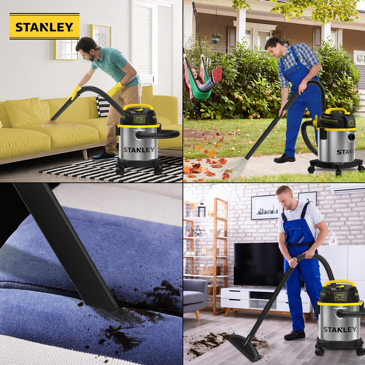 Stanley SL18136 Wet Dry Vacuum, 3 Gallon, 4.0 HP, Stainless Steel Stanley