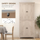 HOMCOM 72" Freestanding 4-Door Kitchen Pantry, Storage Cabinet Organizer with 4-Tiers, and Adjustable Shelves, Natural HOMCOM