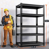 REIBII 72" Garage Shelving Heavy Duty, Garage Storage Shelves Heavy Duty Shelving, Adjustable 5-Tier Metal Shelves for Storage, Garage Shelves, REIBII