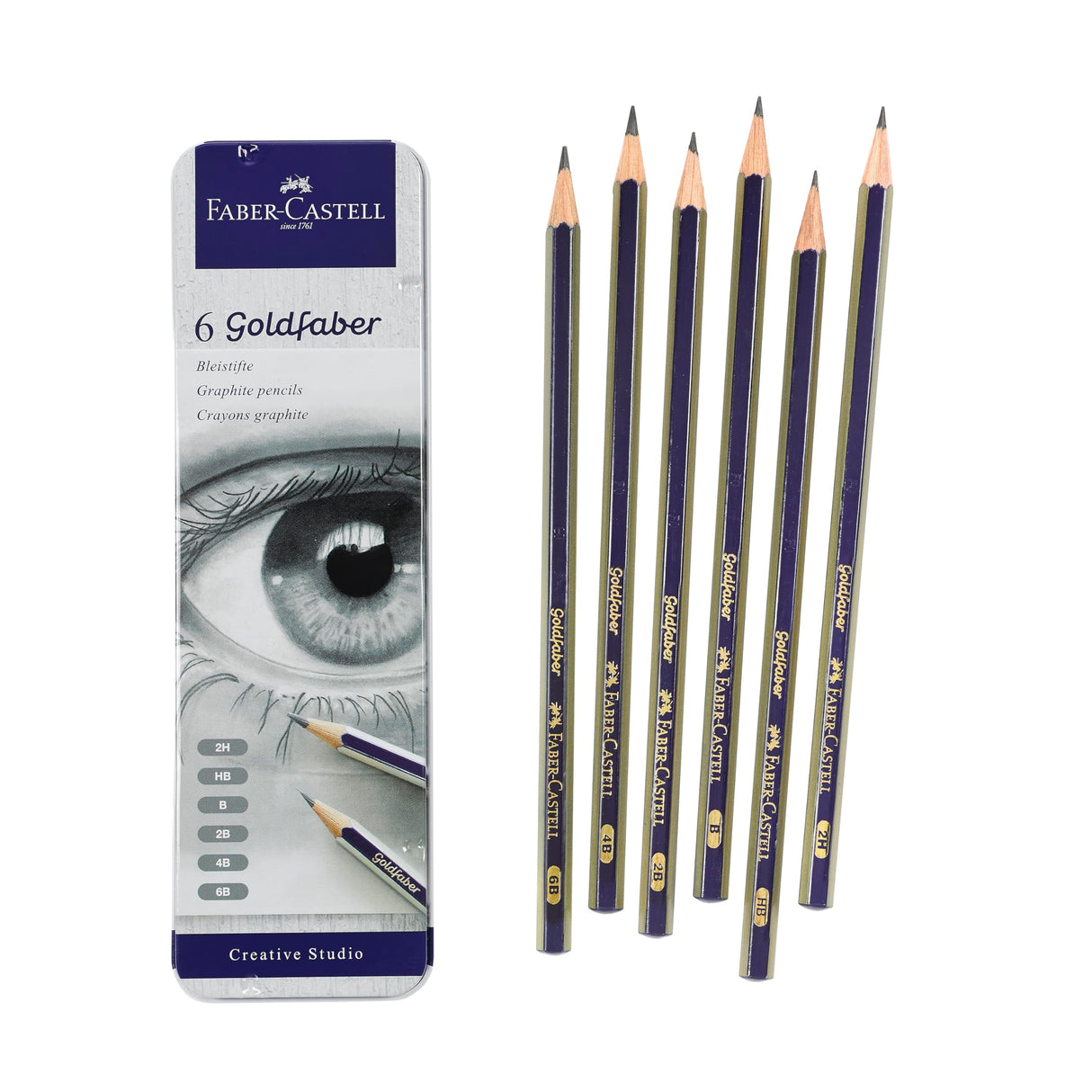 Faber-Castell Graphite Sketch Pencil Set - 6 Graphite Pencils (2H, HB, B, 2B, 4B, 6B), Drawing Pencils and Sketching Supplies Faber-Castell
