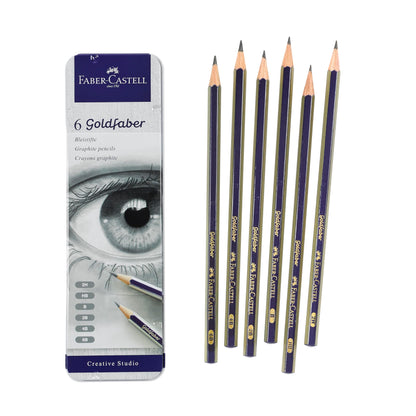 Faber-Castell Graphite Sketch Pencil Set - 6 Graphite Pencils (2H, HB, B, 2B, 4B, 6B), Drawing Pencils and Sketching Supplies