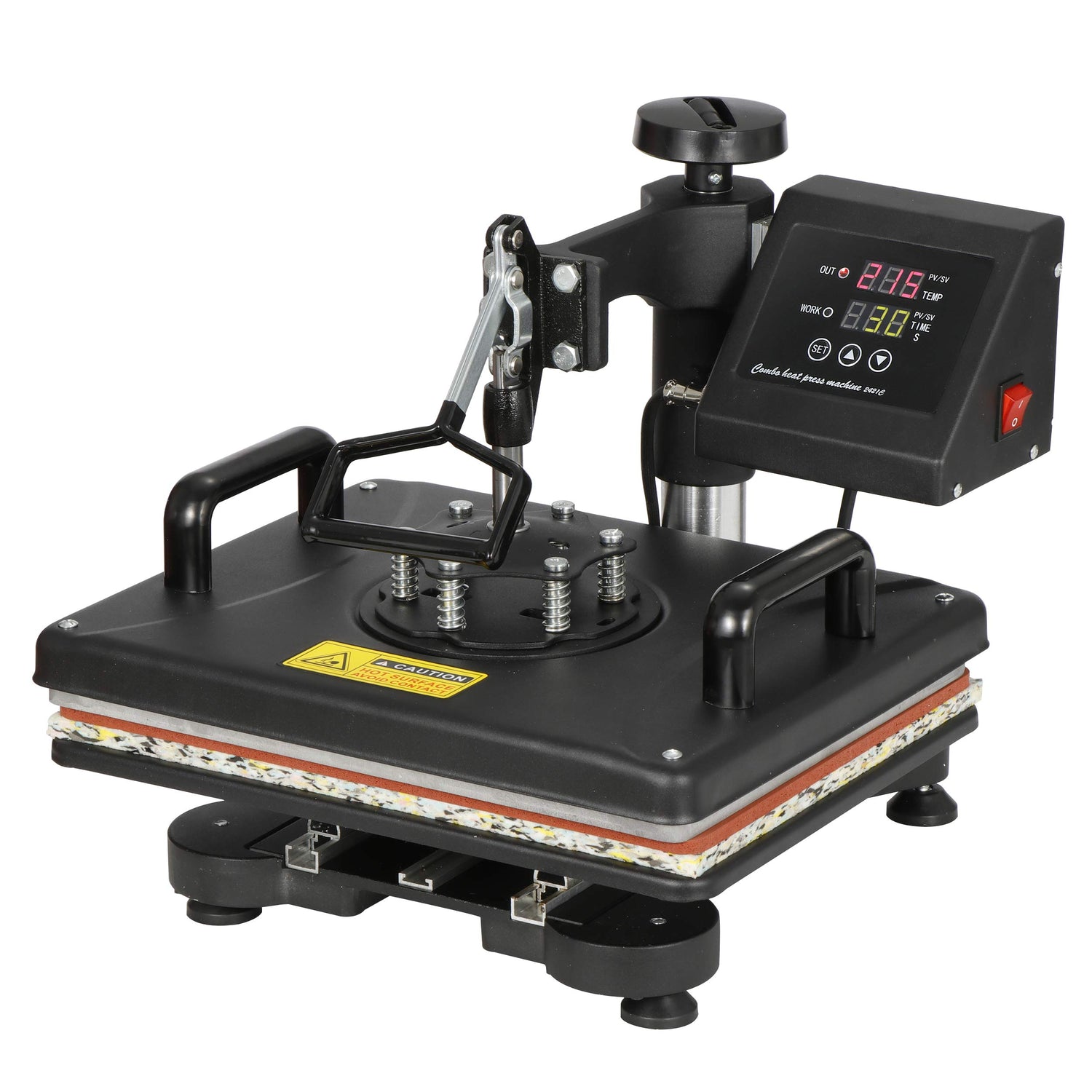 F2C Pro 5 in 1 Combo Heat Press Machine T-Shirt Hat Cap Mug Plate Digital Transfer Sublimation Machine New Black (5 in 1 Swing Away) F2C