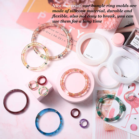9 Pieces Silicone Bracelet Mold and Ring Resin Casting Mold Set Round Epoxy Jewelry Mold Silicone Bangle Ring Mold for Jewelry DIY Crafts Making Syhood
