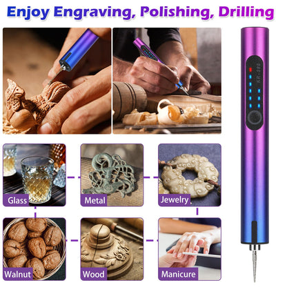 Engraving Pen with 36 Bits, USB Rechargeable Cordless Electric Corded Mini Electric Engraver Etching Pen Rotary DIY Engraving Tool Kit for Jewelry