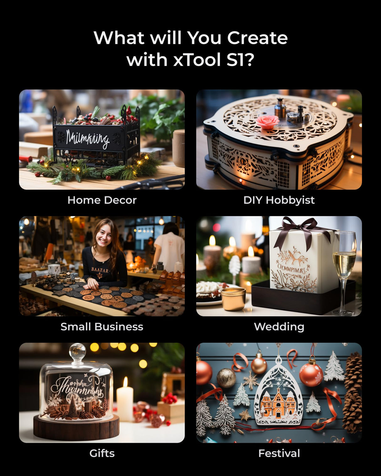 xTool S1 20W Enclosed Diode Laser Engraver and Cutter Includes Smart Air Assist, Honeycomb, 1064nm Infrared Laser Module for Woodworking, Jewelry xTool