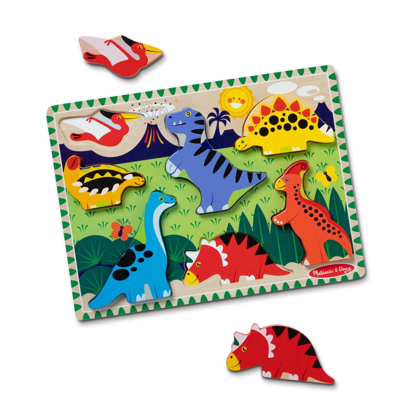 Melissa & Doug Dinosaur Wooden Chunky Puzzle (7 pcs) - WoodArtSupply