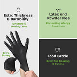 Comfy Package, Black Nitrile Disposable Gloves 6 Mil. Extra Strength Latex & Powder Free, Chemical Resistance, Textured Fingertips Gloves - Medium Comfy Package