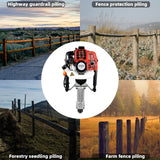 Pile Driver Hammer - JACKCHEN 2 Stroke 52CC Gas Powered T Post Driver Hammer Drills, Air Cooling Single Cylinder Gasoline Petrol Garden Fencing Tool JACKCHEN