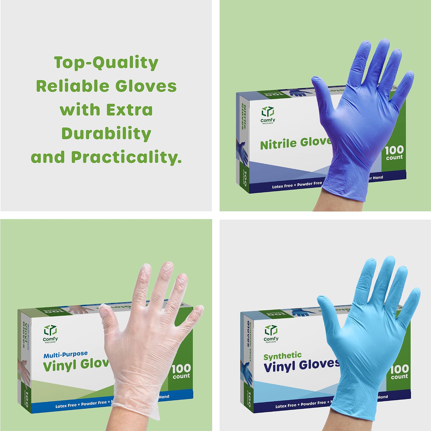 Comfy Package, Black Nitrile Disposable Gloves 6 Mil. Extra Strength Latex & Powder Free, Chemical Resistance, Textured Fingertips Gloves - Medium Comfy Package