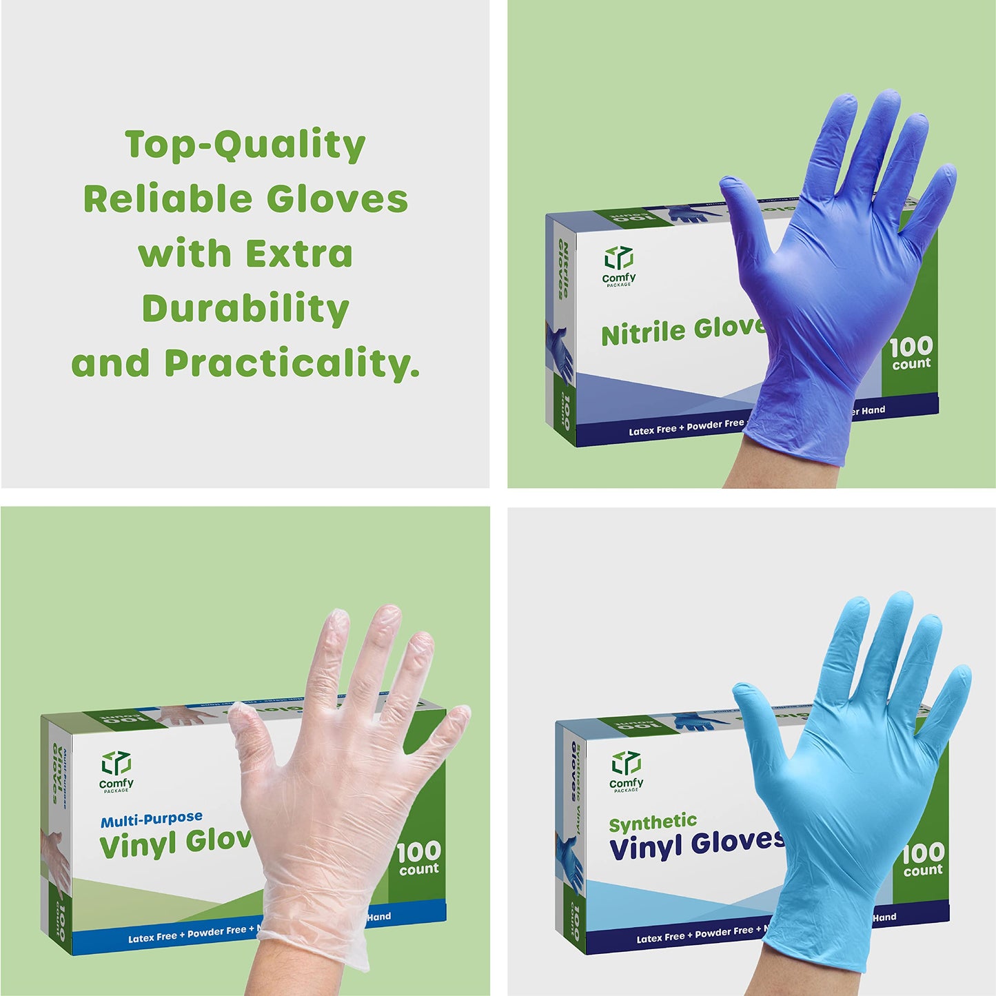 Comfy Package, Black Nitrile Disposable Gloves 6 Mil. Extra Strength Latex & Powder Free, Chemical Resistance, Textured Fingertips Gloves - Medium - WoodArtSupply