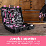 Pink Drill Tool Kit Set: 20V Cordless Power Drill Tool Box with Battery Electric Drill Driver for Men Home Hand Repair Basic Toolbox Tools Sets DEKOPRO