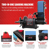 BUCKTOOL Professional Bench Belt Sander for Metal 4 in. x 36 in. Belt and 8 in. Disc Sander with 1HP Direct-drive Motor, BD4802 Bucktool