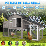 PetsCosset Chicken Coop Wooden Backyard Hen House - Indoor Outdoor for 2-3 Chickens, 2 Story Poultry Cage with Run, Chicken Nesting Box, Pull Out PetsCosset