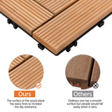 Yaheetech 27PCS Natural Wood Deck Tiles Interlocking Patio Deck Tiles Solid Wood and Plastic Indoor&Outdoor 12 x 12in Yaheetech