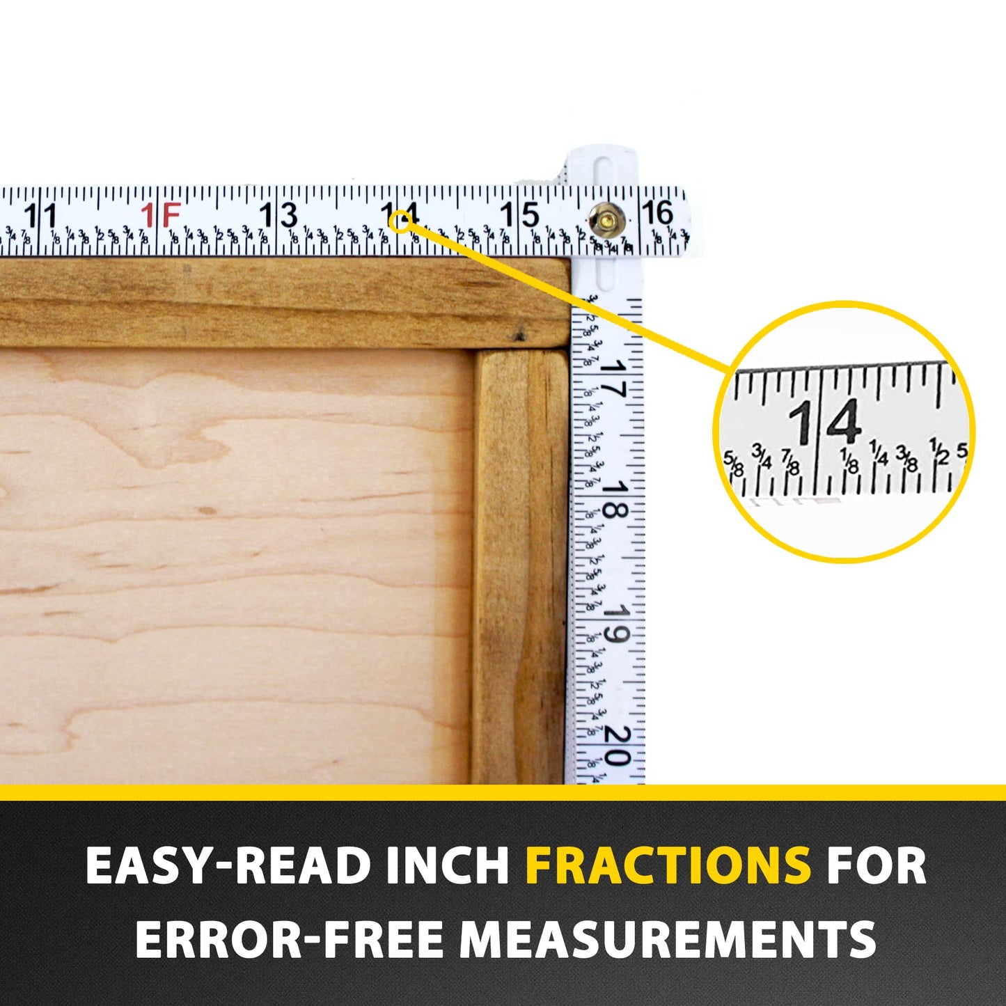 Perfect Measuring Tape Co. FR-72 Carpenter's Folding Rule Lightweight Composite Construction Ruler (Folding Yard Stick) with Easy-Read Inch Fractions - WoodArtSupply