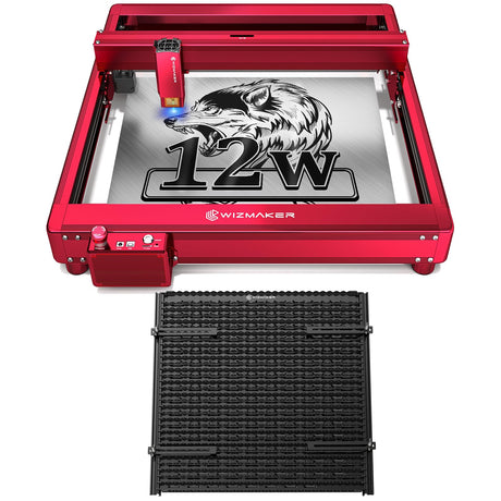 WIZMAKER L1 Laser Engraver, 12W Output Powerful Laser Cutter DIY Laser Engraving Machine + WIZMAKER Upgraded Honeycomb Laser Bed, Spliceable Laser WIZMAKER