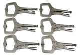 ION TOOL 6 Pack - 11” C-Clamp Locking Pliers, Swivel Pads Ion Tool