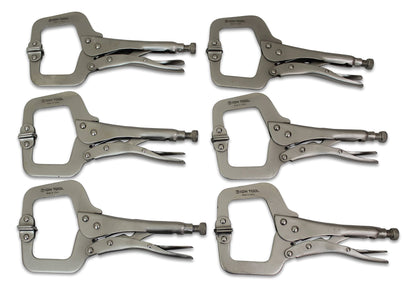 ION TOOL 6 Pack - 11” C-Clamp Locking Pliers, Swivel Pads - WoodArtSupply