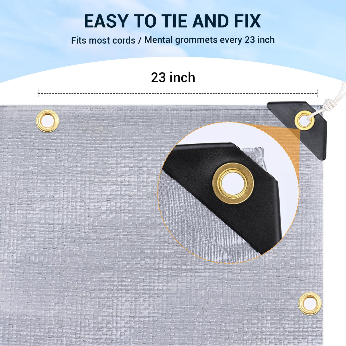 Keten Tarps Heavy Duty Waterproof 12’ X 20’, Extra Thick 16 Mil, Tear & Fade Resistant, 100% UV Blocking, Outdoor Tarp with Reinforced Grommets for Keten