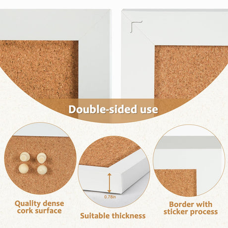 AMUSIGHT 2-Pack Double-Sided Cork Board, 16" x 12" Hanging Wood Framed Small Bulletin Board, Picture Display Vision Board Kit Corkboards for Wall AMUSIGHT