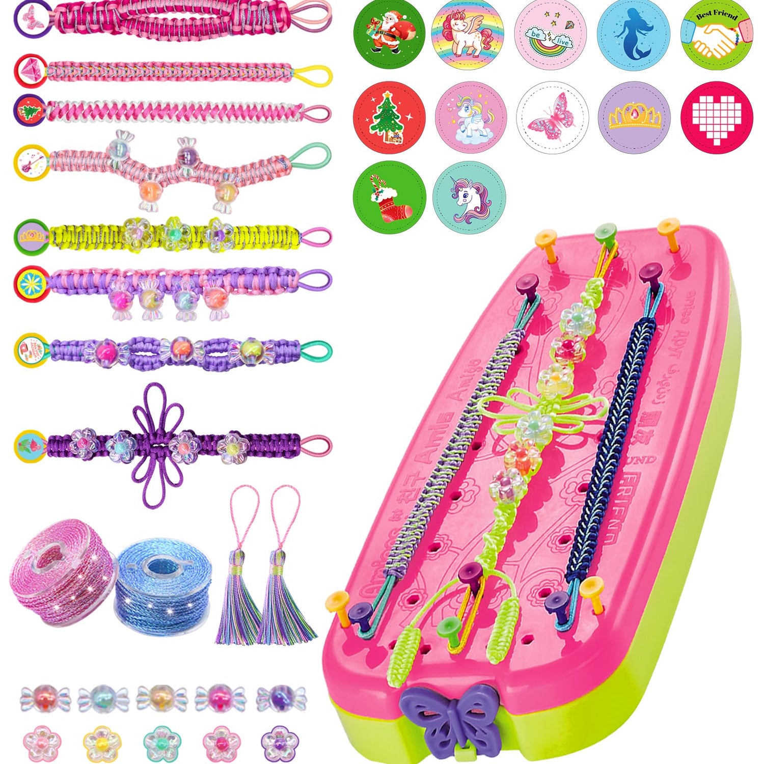 Friendship Girls Bracelet Making Kit - DIY Bracelet Kits Kids Toys Girls Gifts Ideas Ages 6 7 8 9 10 11 12 Year Old Birthday Present for Teen Girl COO&KOO