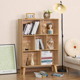 Natural 3-Tier LEYAOYAO Wooden 7 Cube Book Shelf - Modern Boho Display Organizer LEYAOYAO