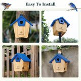Kingsyard Wooden Bluebird House, Bird House with Predator Guard, Nesting Box Birdhouse for Outside Wild Bird Watching, Royal Blue Kingsyard