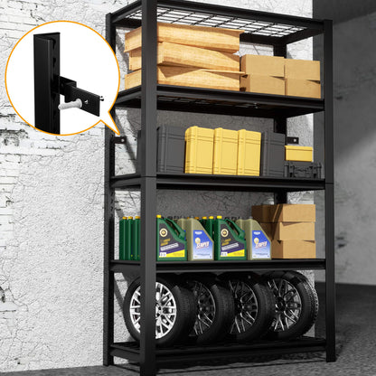 Lauxery 5 Tier Garage Shelving Unit Heavy Duty Storage Shelves, 72" Adjustable Metal Shelves for Garage Basement, 2450lbs Load Capacity Heavy Duty