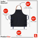 hedley & bennett Waxman Apron - 100% Cotton, Water Resistant, Heavy Duty Waxed Canvas Apron with Pockets & Adjustable Strap for Grilling, Baking, hedley & bennett